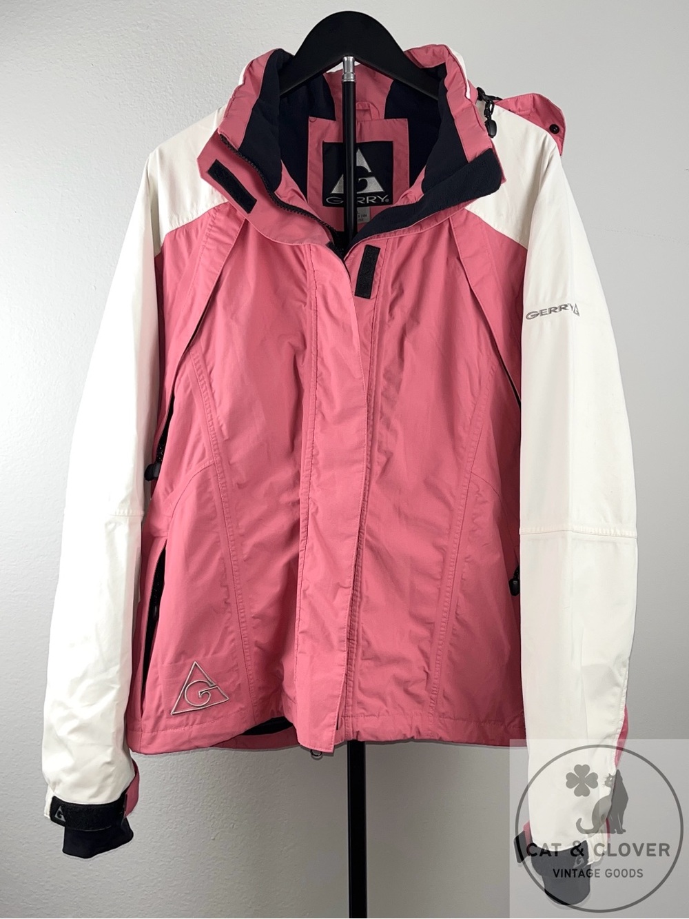 Gerry Weber Y2K Pink Colorblock Ski Jacket Hooded Winter Coat Women Size L